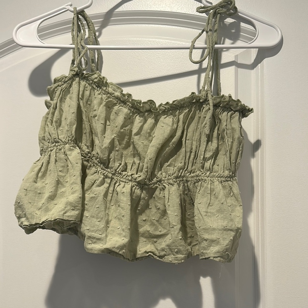 SHEIN Green Smocked Ruffled Camisole